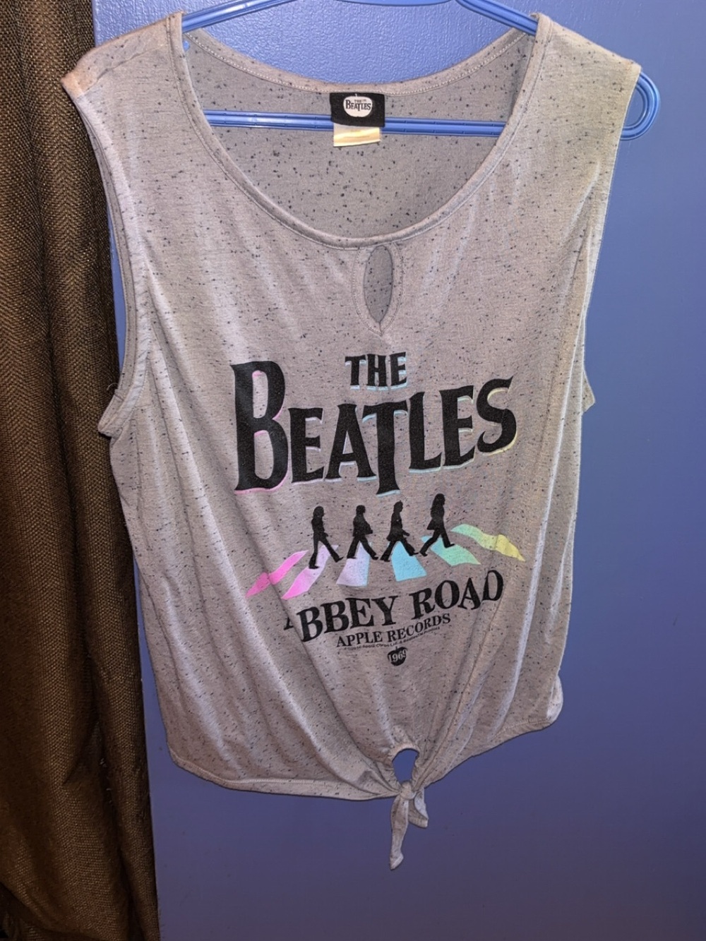 The Beatles Sleeveless Abbey Road Tie-Front Tank - Gray with Pastel Accents